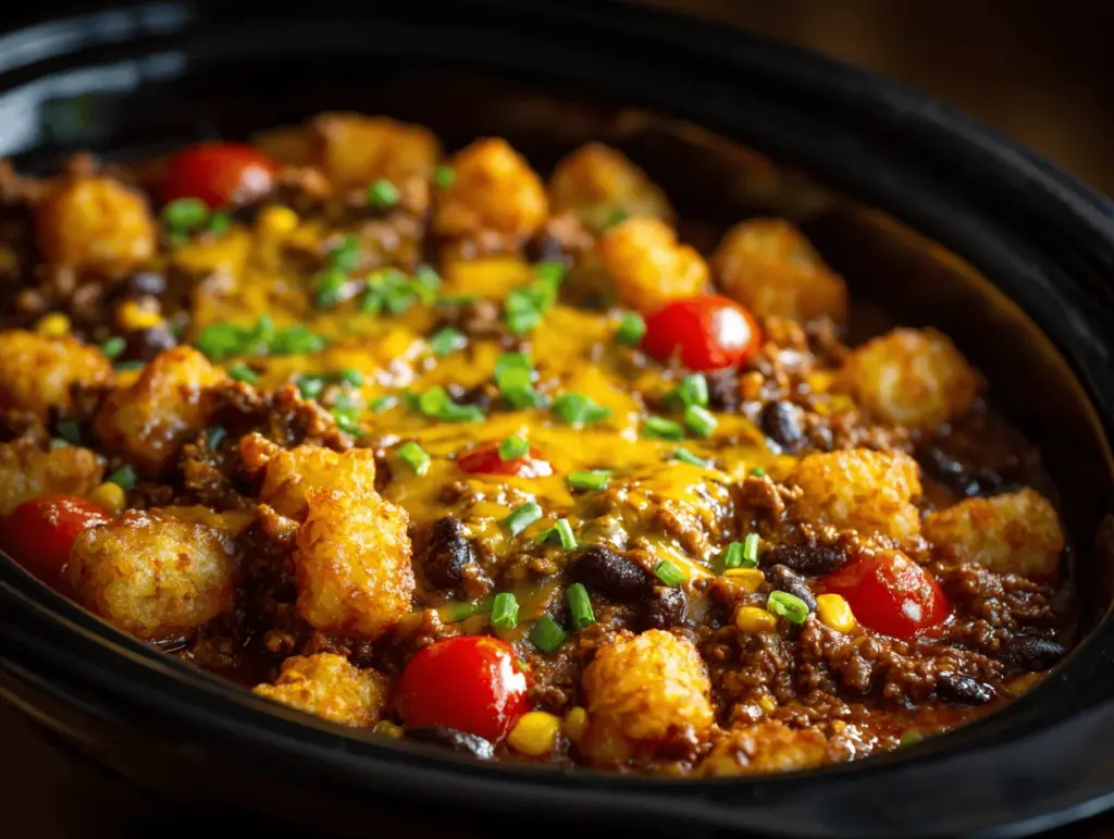 slow cooker Tex-Mex tater tot casserole - featured image