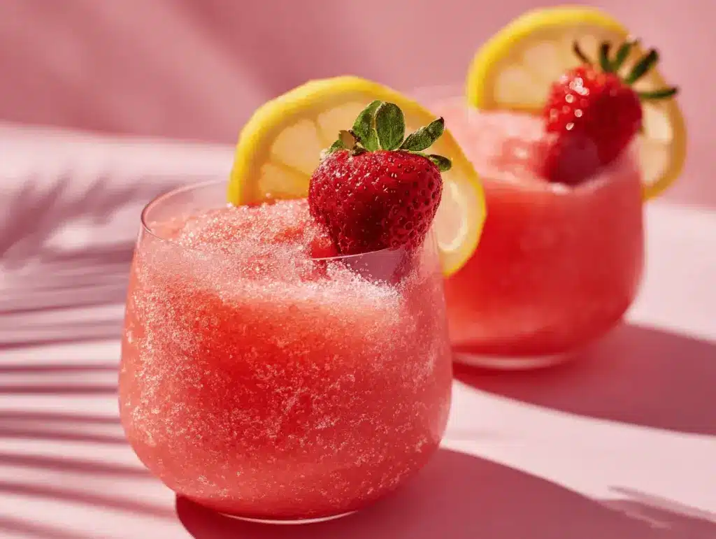 strawberry lemonade frosé mocktail - featured image