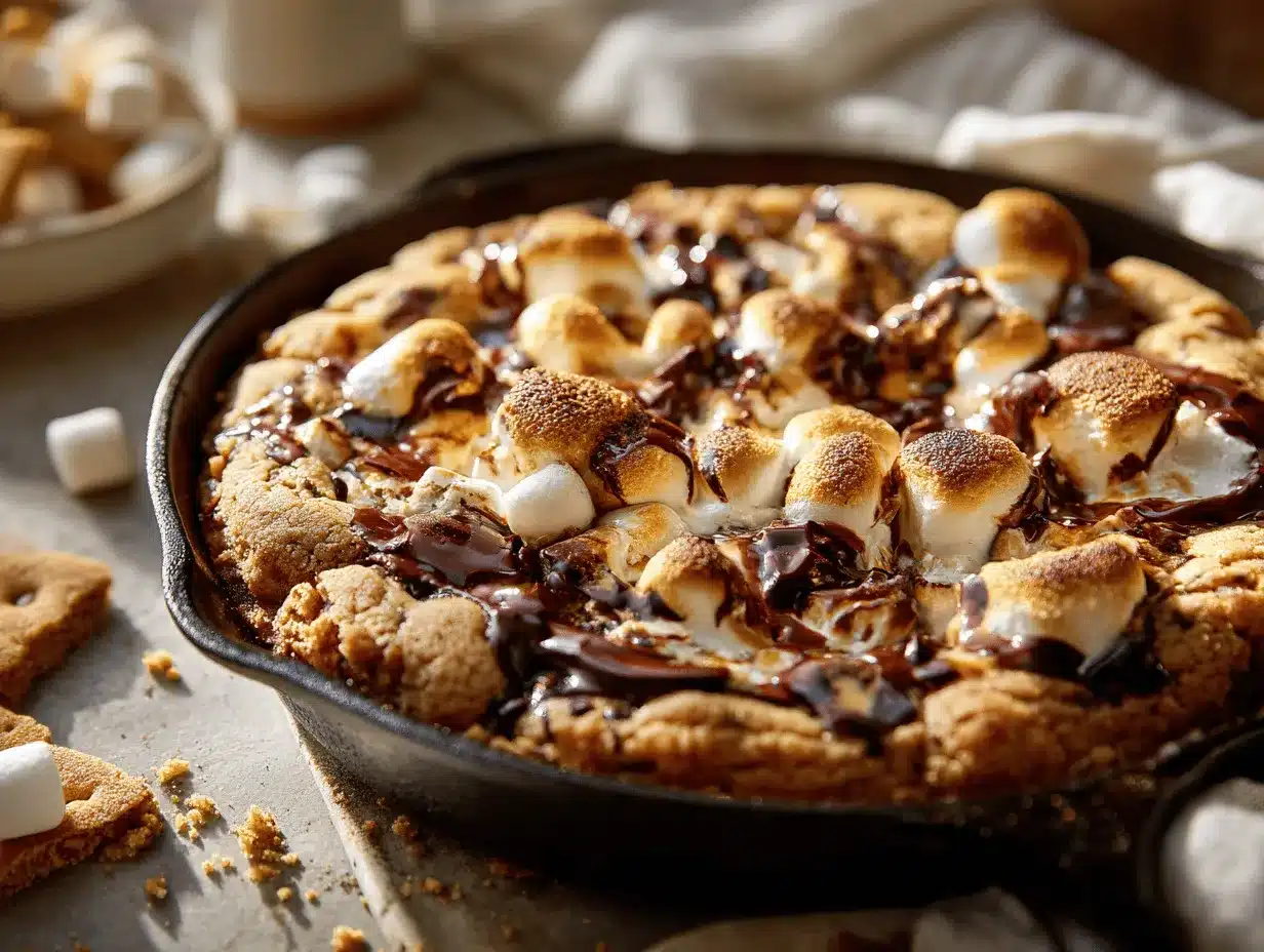 stuffed smores skillet cookie preparation steps