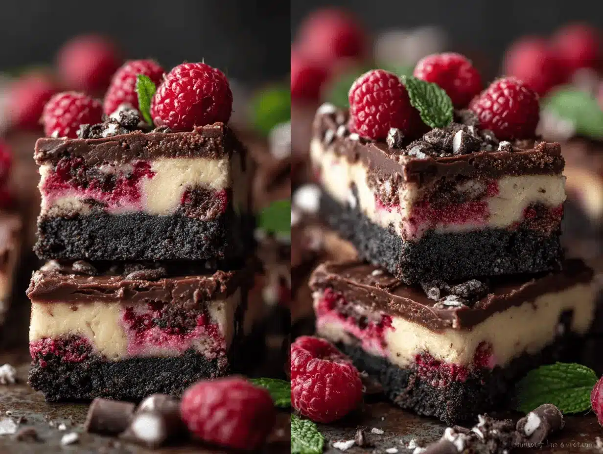 triple chocolate raspberry cheesecake bars preparation steps