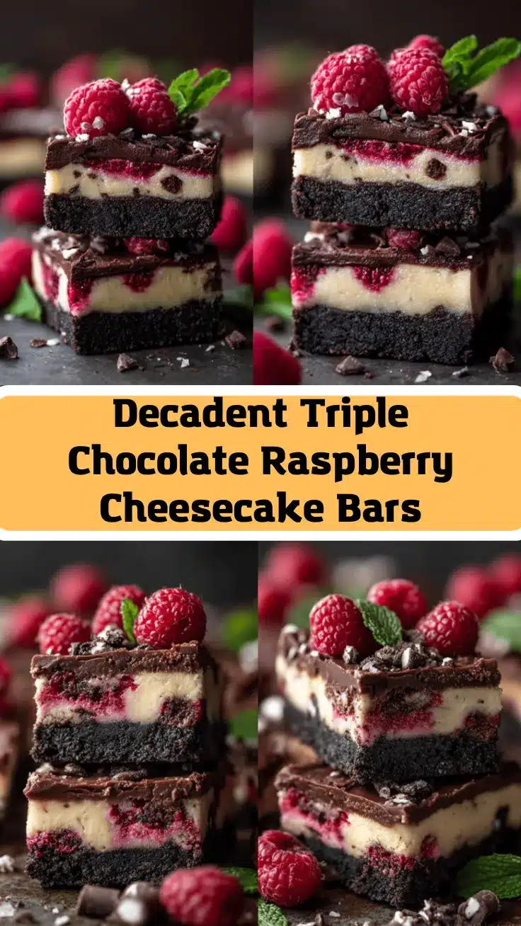 triple chocolate raspberry cheesecake bars recipe