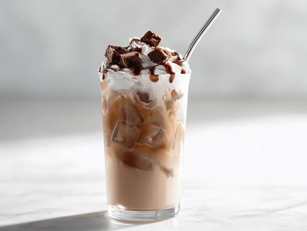 whipped brownie iced mocha latte - featured image