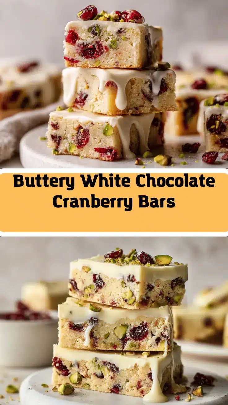 white chocolate cranberry pistachio shortbread bars recipe