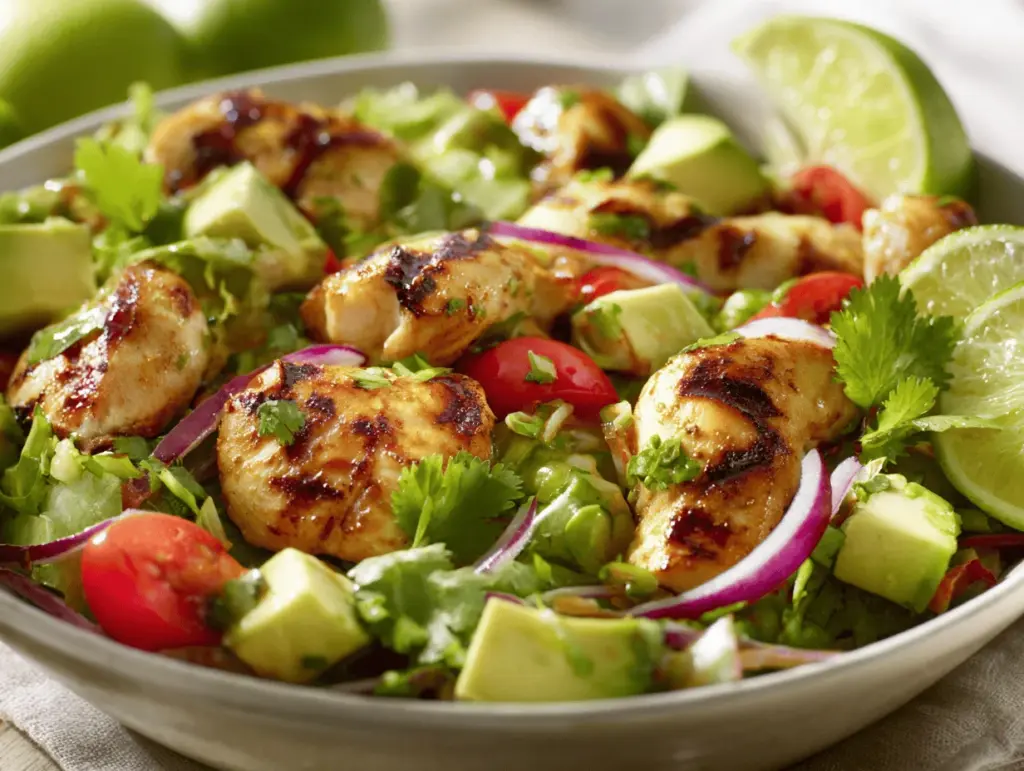 zesty lime chicken and avocado salad - featured image