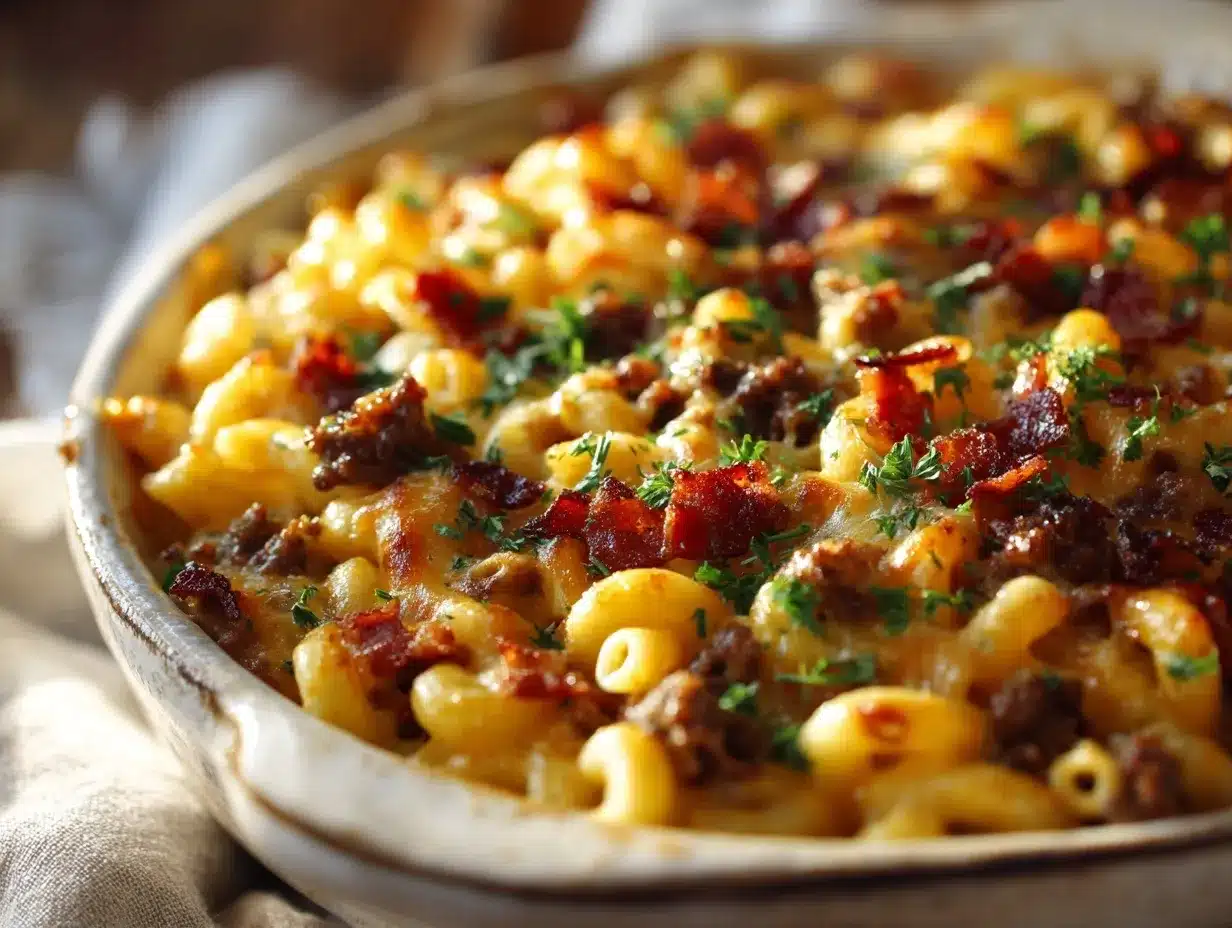 bacon cheeseburger mac and cheese preparation steps