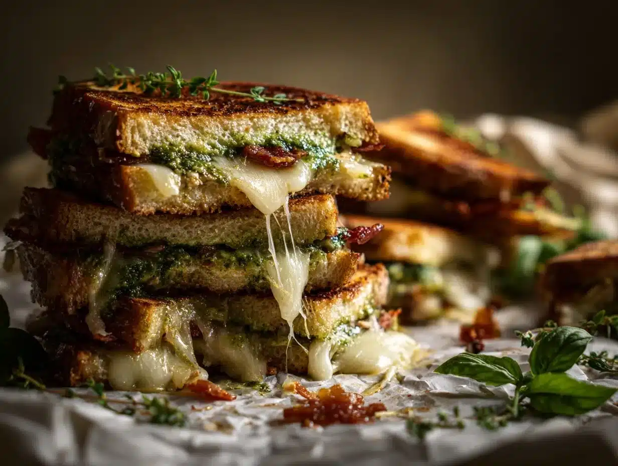 Bacon Pesto Grilled Cheese preparation steps