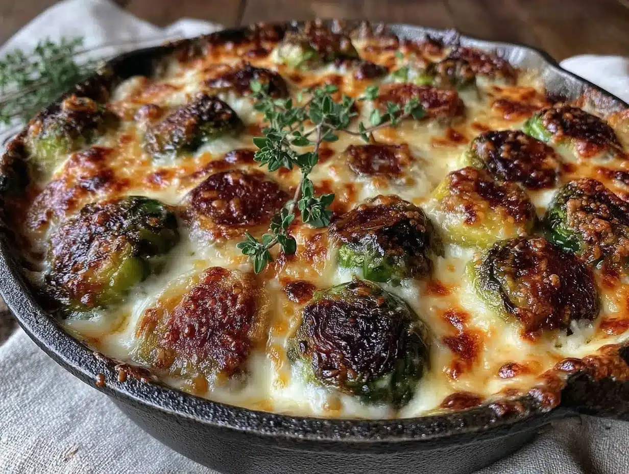 baked Brussels sprouts with cheese preparation steps