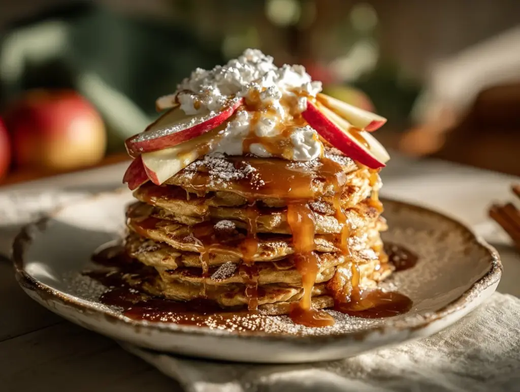 caramel apple pancakes - featured image
