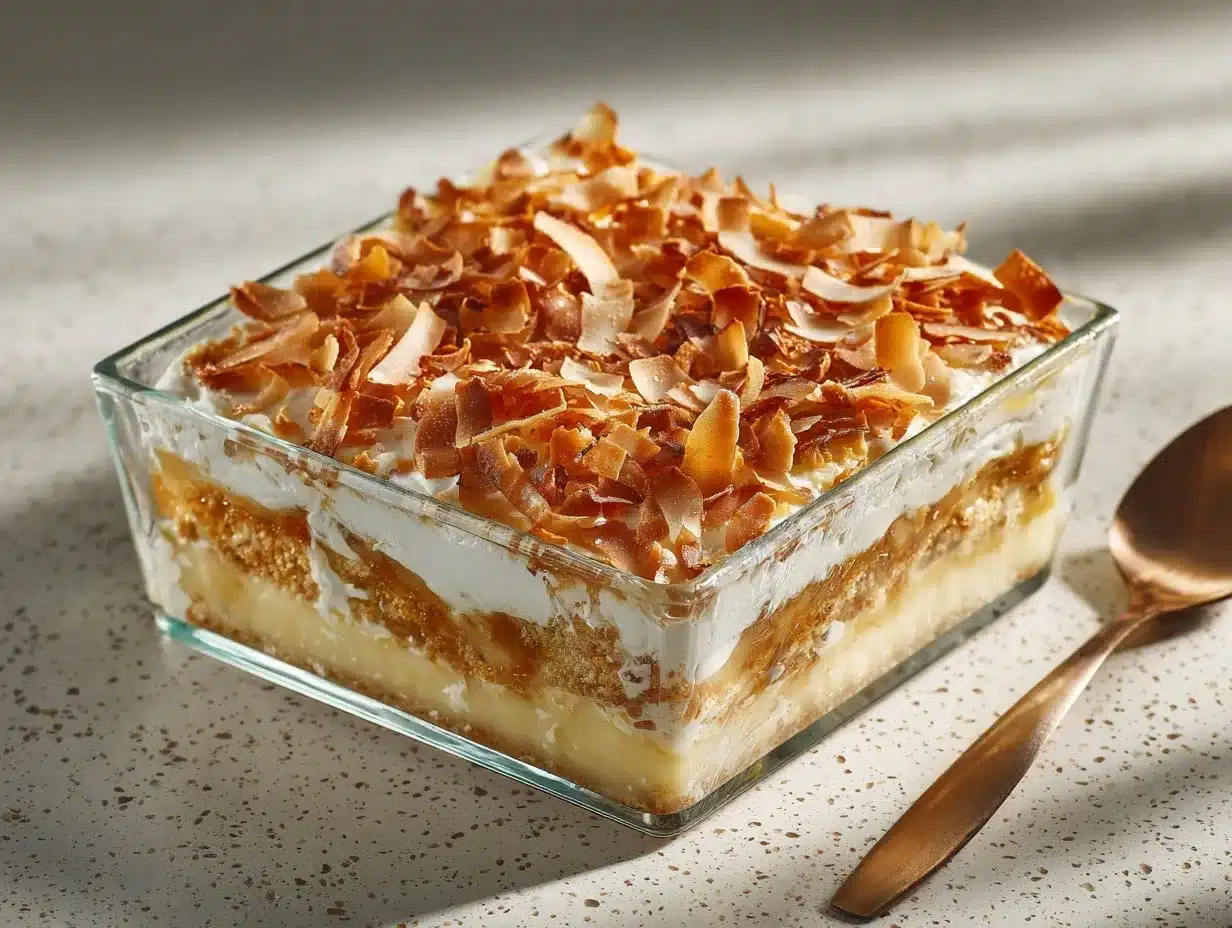 caramel coconut cream poke cake preparation steps