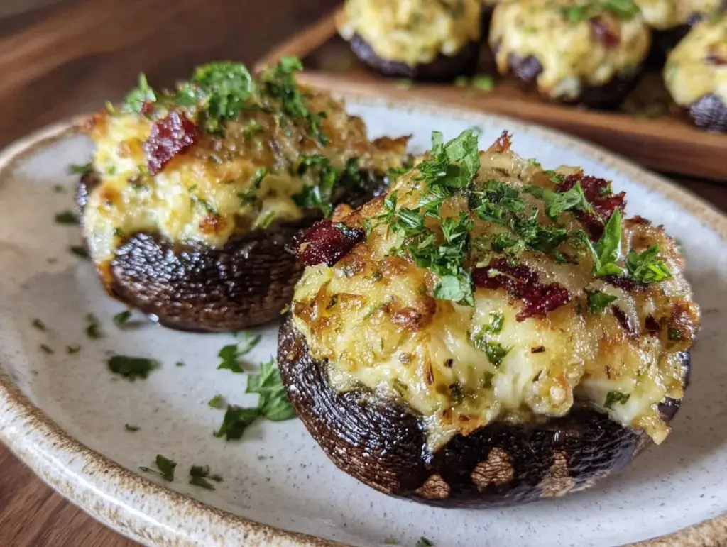 cheesy stuffed mushrooms - featured image