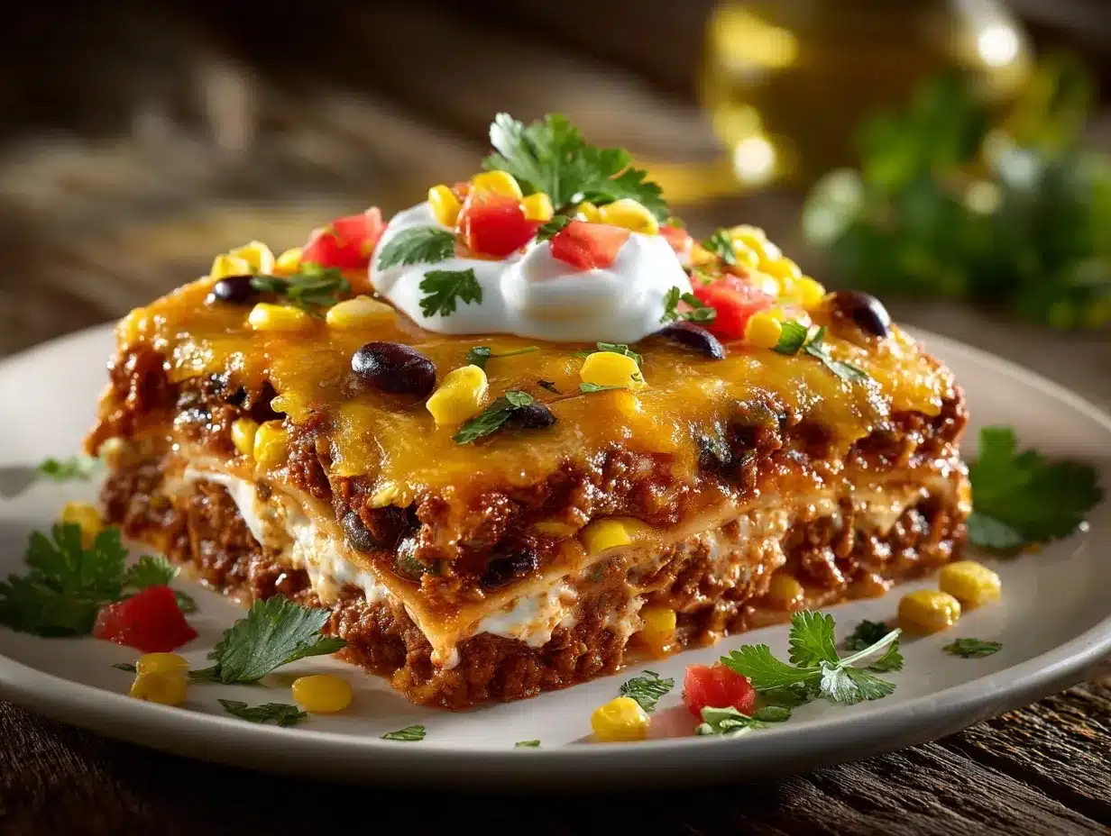 cheesy taco lasagna casserole preparation steps