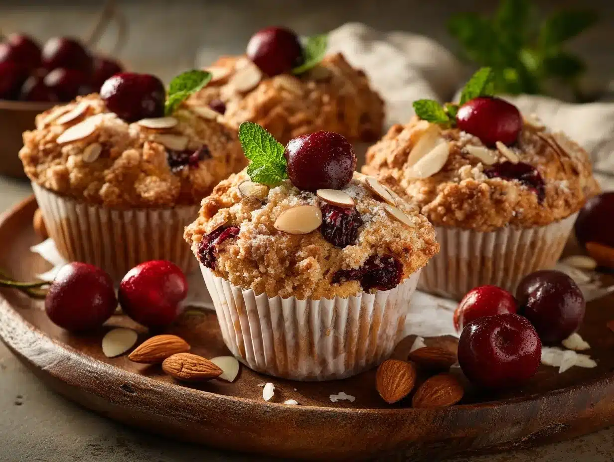 Cherry Almond Streusel Muffins preparation steps