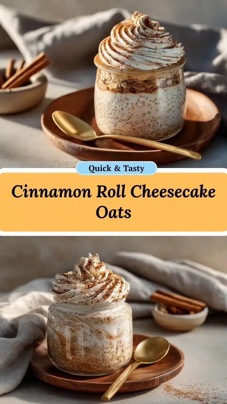 Cinnamon Roll Cheesecake Overnight Oats recipe