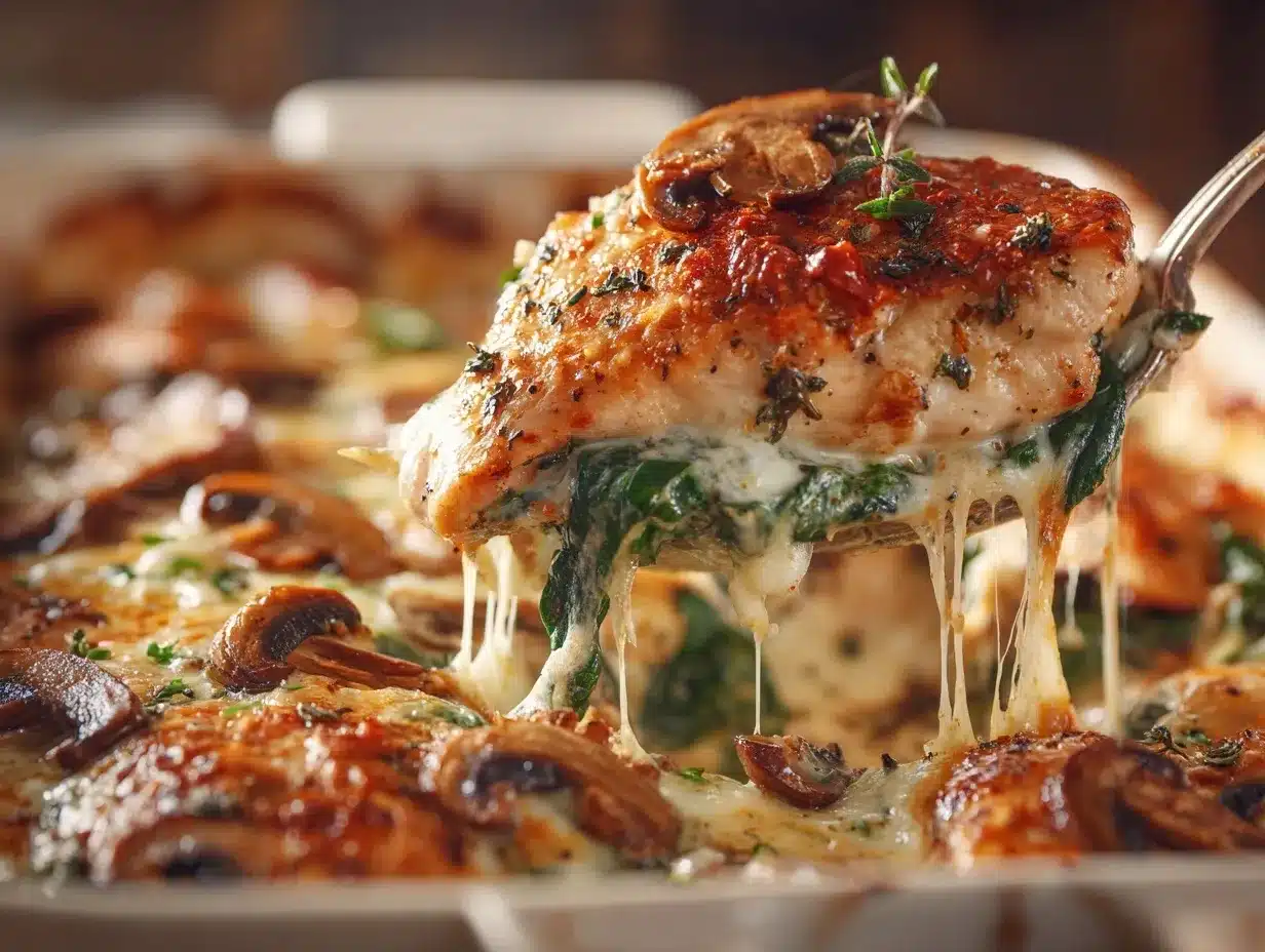 creamy chicken spinach mushroom casserole preparation steps