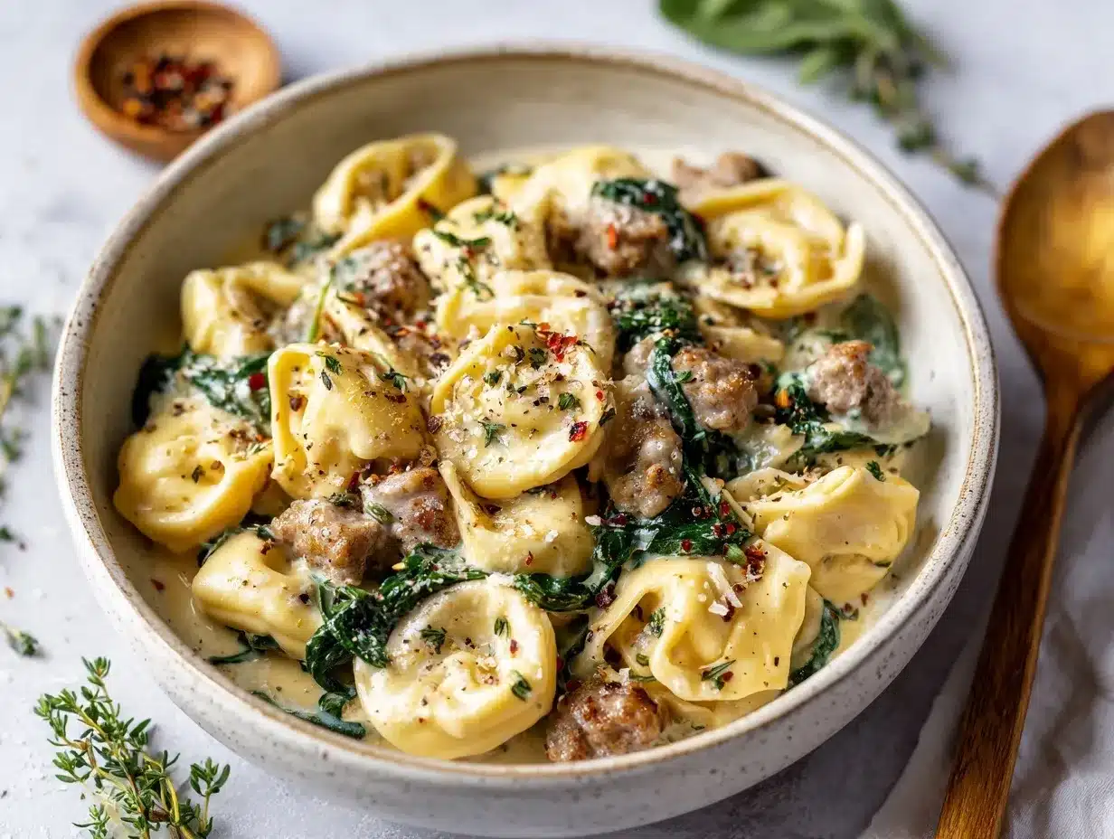 creamy sausage tortellini preparation steps
