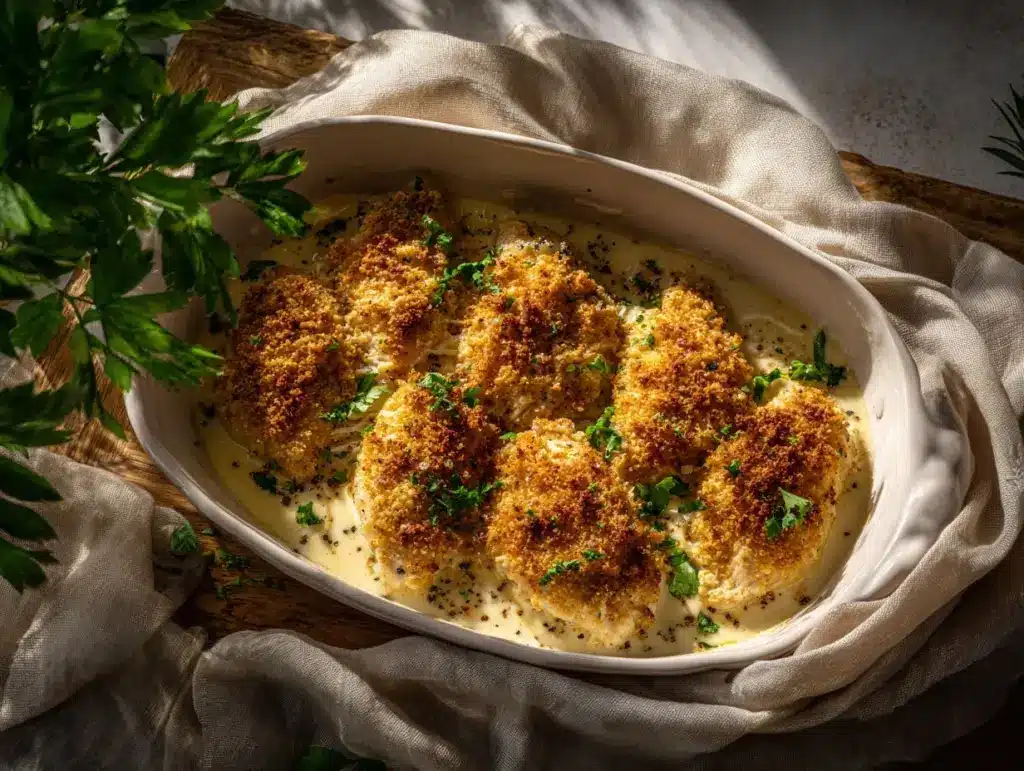 Garlic Parmesan Chicken Alfredo Bake - featured image
