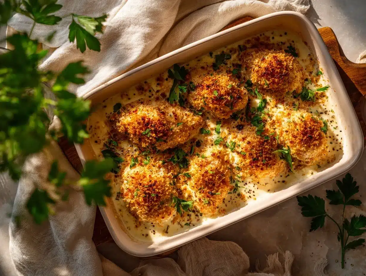 Garlic Parmesan Chicken Alfredo Bake preparation steps