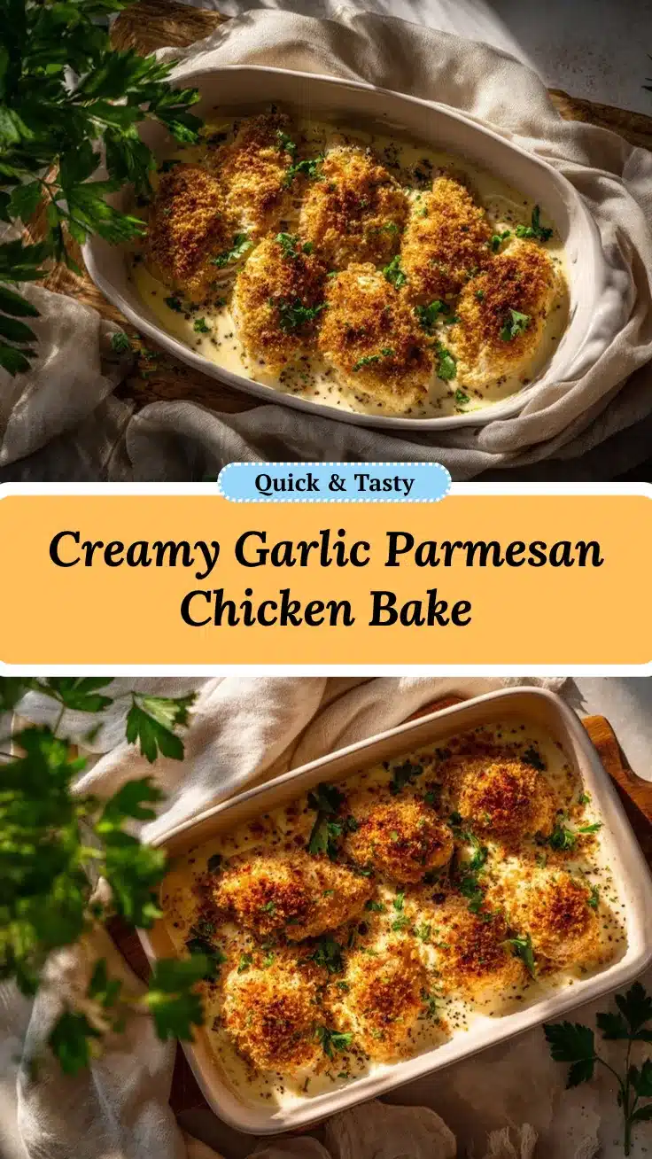 Garlic Parmesan Chicken Alfredo Bake recipe