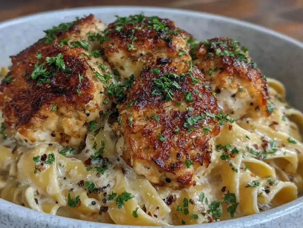 garlic parmesan chicken pasta - featured image