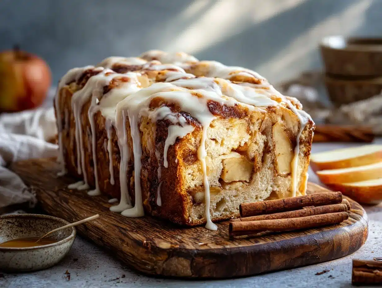 glazed cinnamon apple fritter bread preparation steps