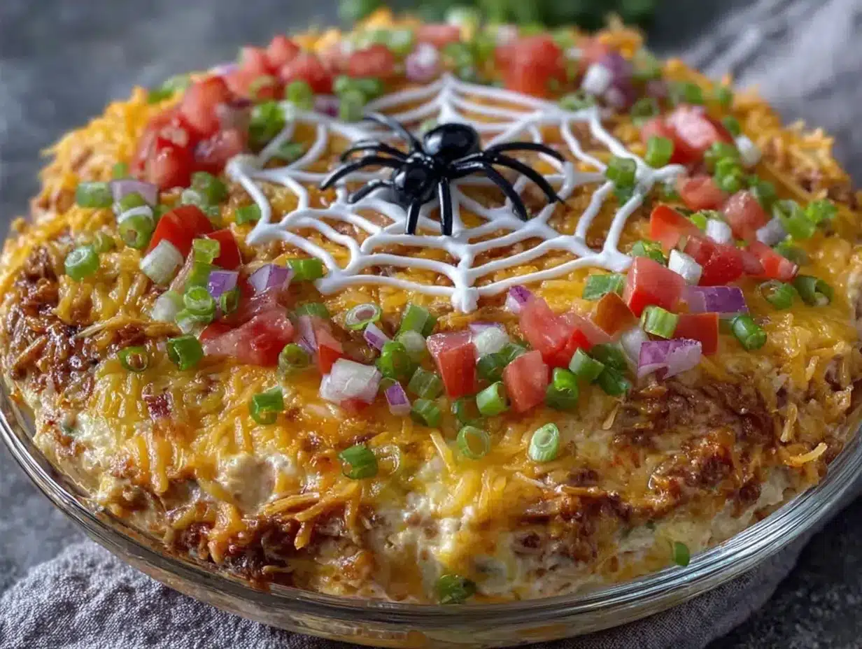 Halloween taco dip preparation steps