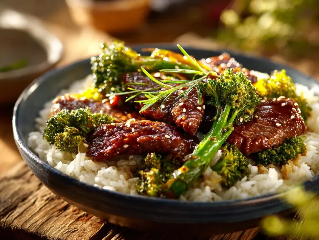 honey garlic beef and broccoli - featured image