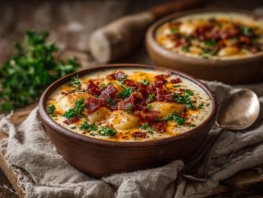 Loaded Bacon Cheddar Potato Gnocchi Soup - featured image