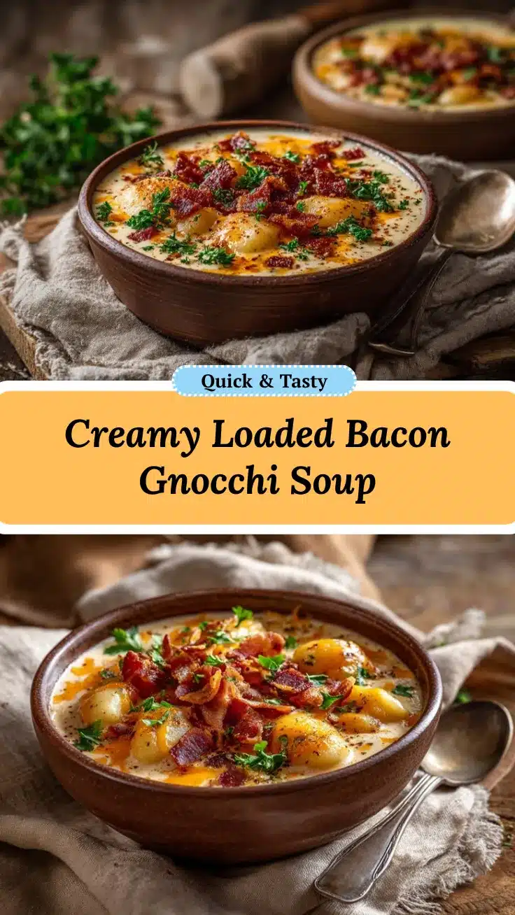 Loaded Bacon Cheddar Potato Gnocchi Soup recipe