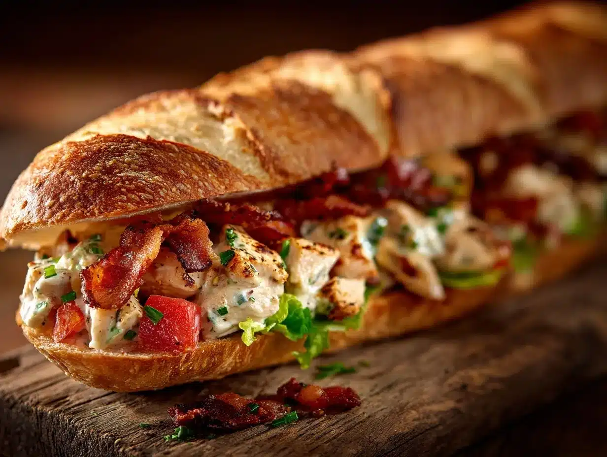 Loaded Chicken Bacon Ranch Baguette preparation steps