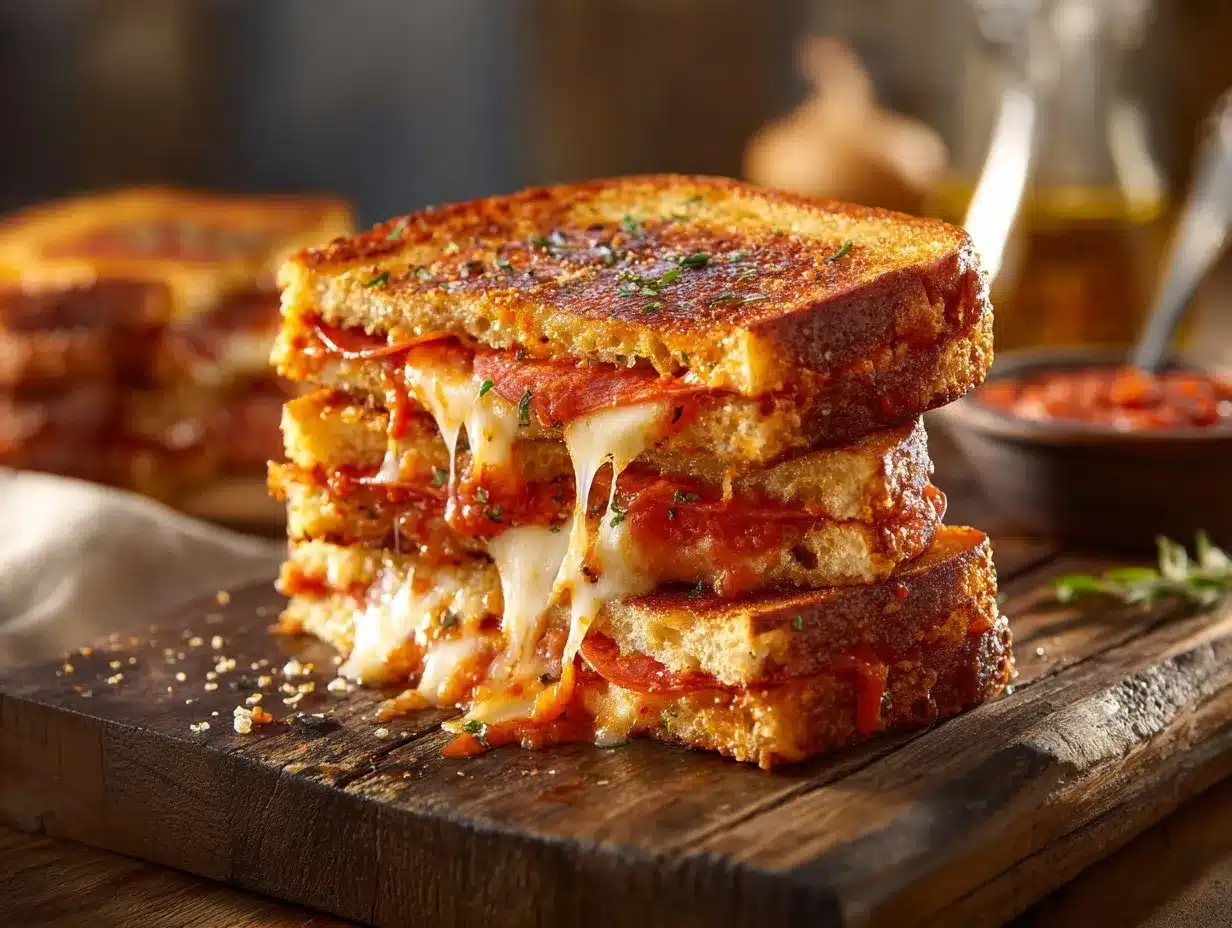 Pepperoni Pizza Grilled Cheese preparation steps