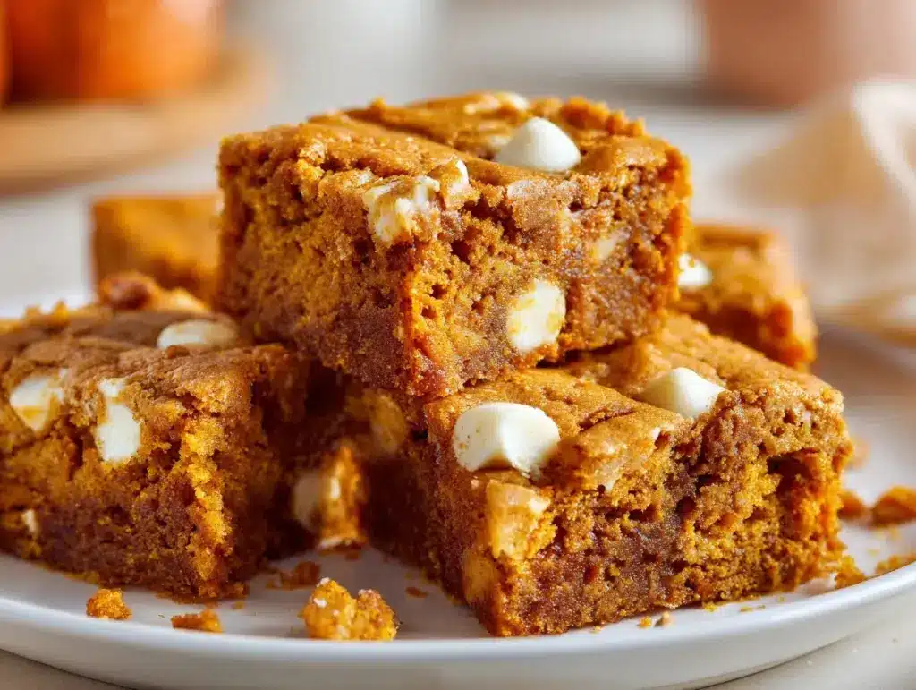 pumpkin spice white chocolate blondies - featured image