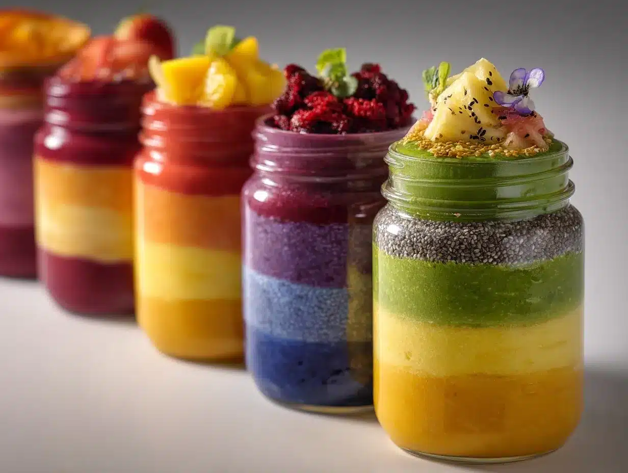 rainbow smoothie jars preparation steps