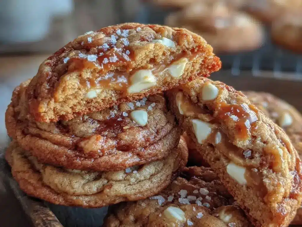 salted caramel toffee cookies - featured image