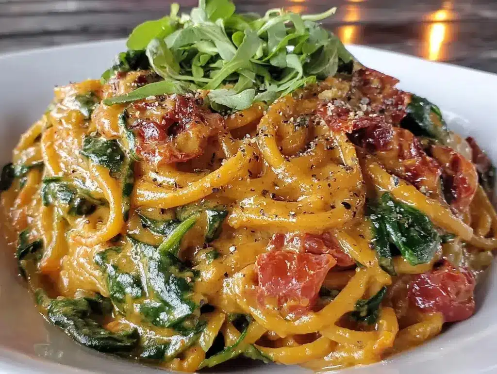 spaghetti with spinach - featured image