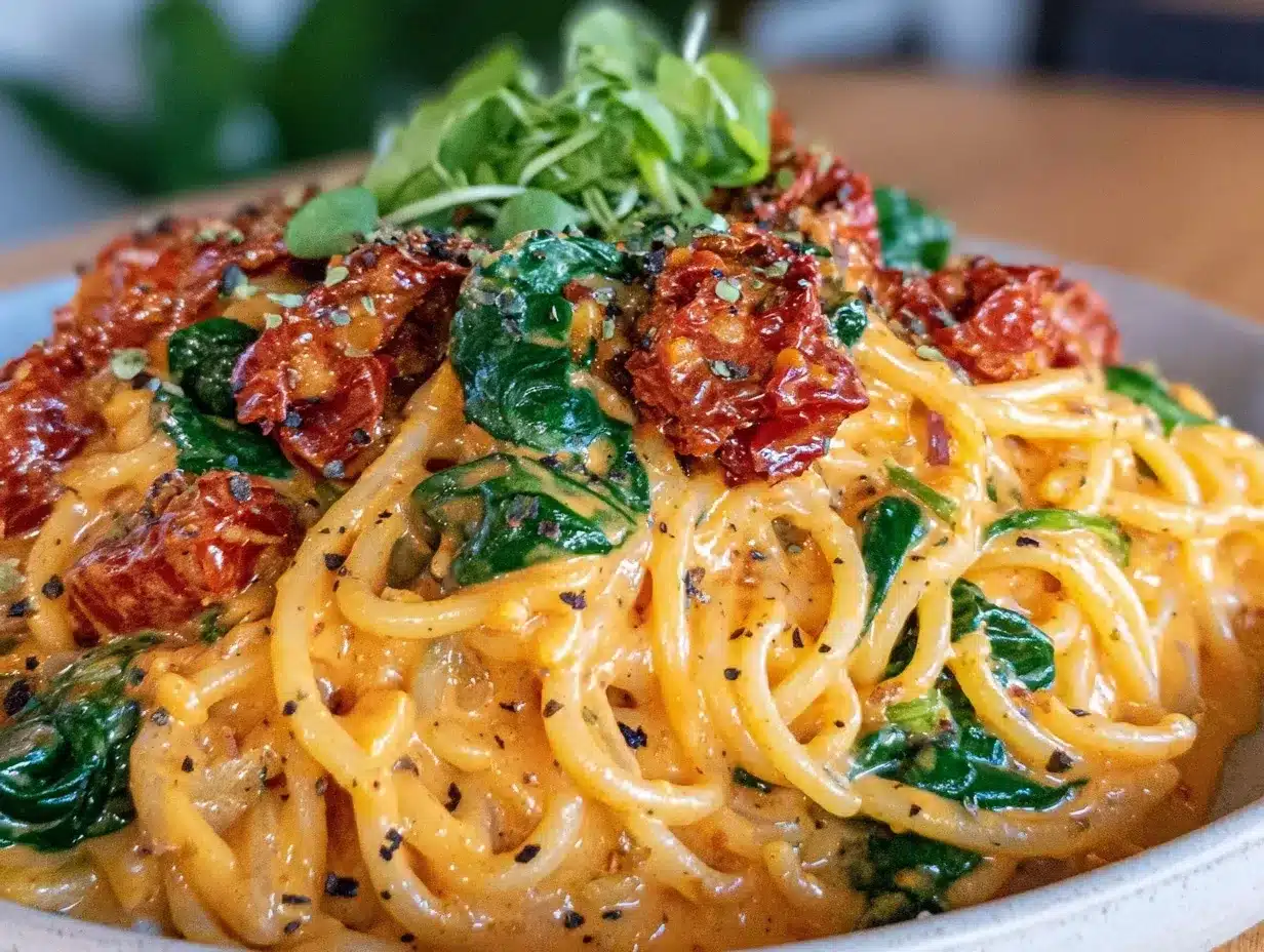 spaghetti with spinach preparation steps