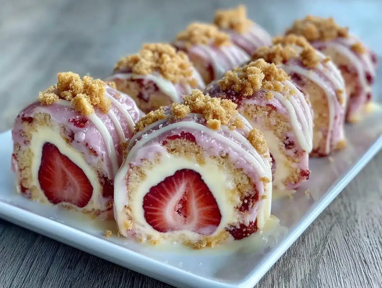 strawberry cheesecake sushi rolls preparation steps