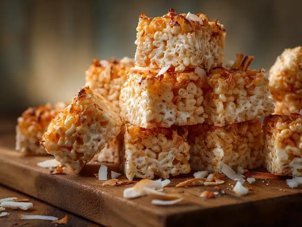 Toasted Coconut Cream Pie Rice Krispy Treats - featured image