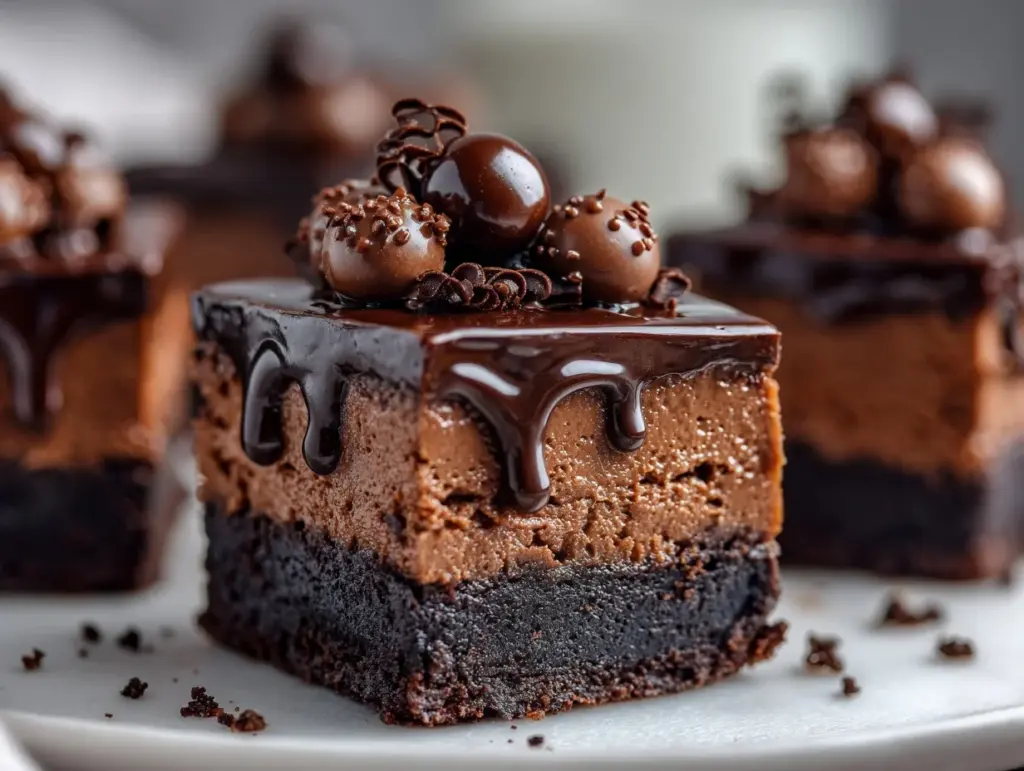 Triple Chocolate Fudge Cheesecake Bars - featured image