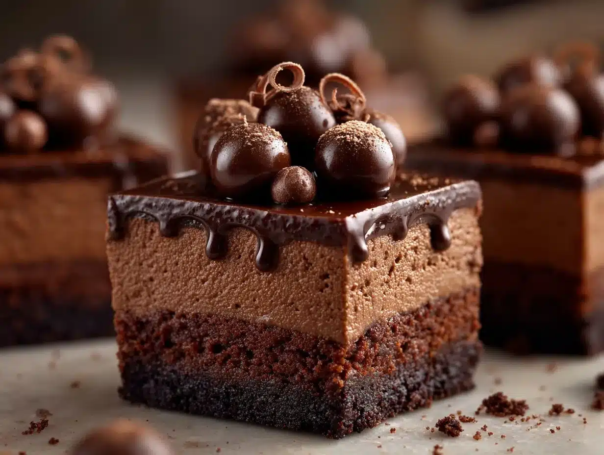 Triple Chocolate Fudge Cheesecake Bars preparation steps