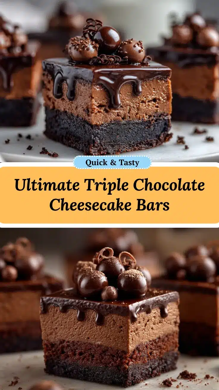 Triple Chocolate Fudge Cheesecake Bars recipe