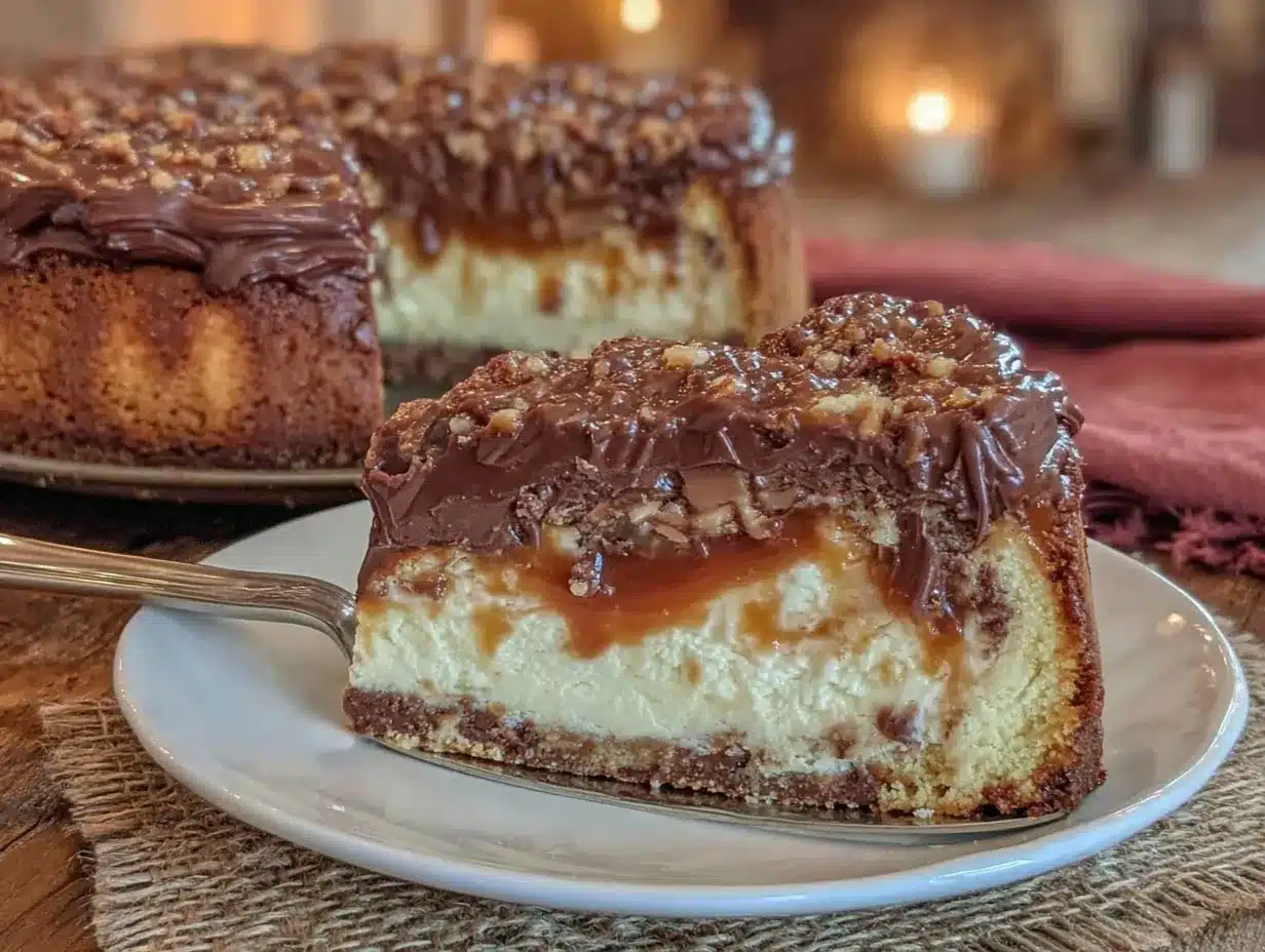 Twix Cheesecake Pie preparation steps