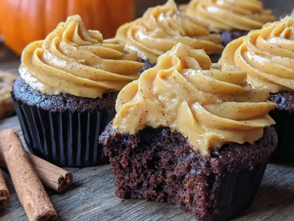 chocolate pumpkin cupcakes - featured image