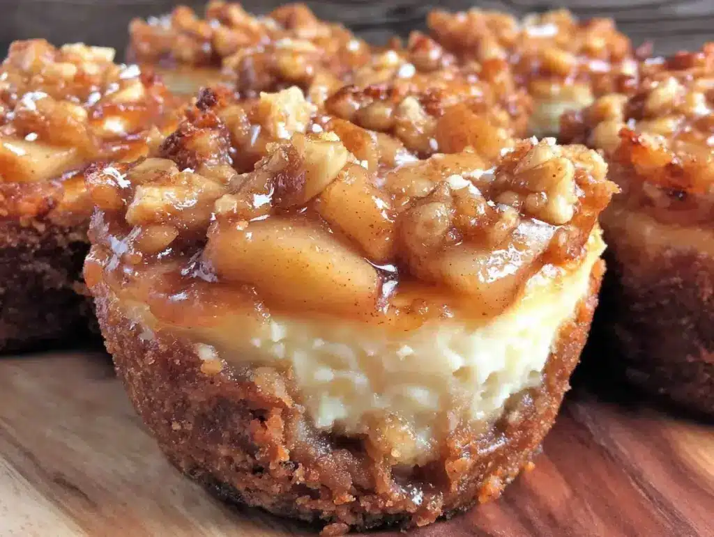 creamy apple crisp mini cheesecakes - featured image
