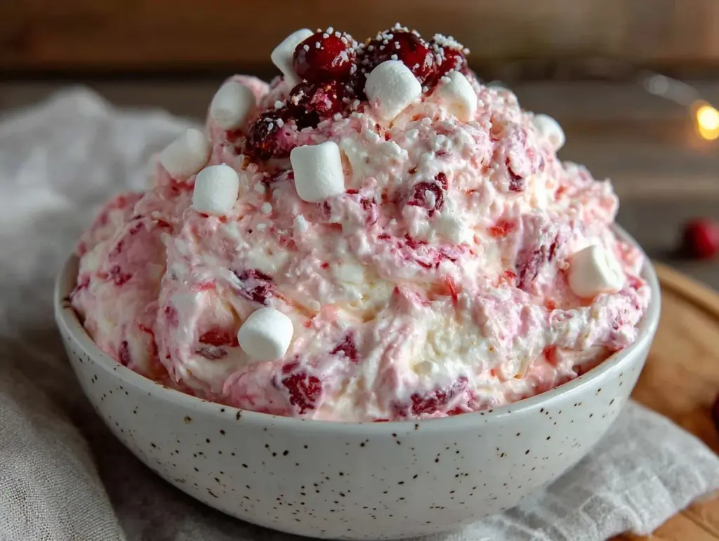 creamy cranberry fluff recipe - featured image