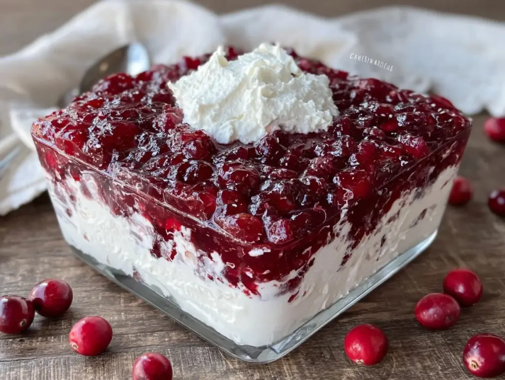 creamy cranberry jello salad - featured image
