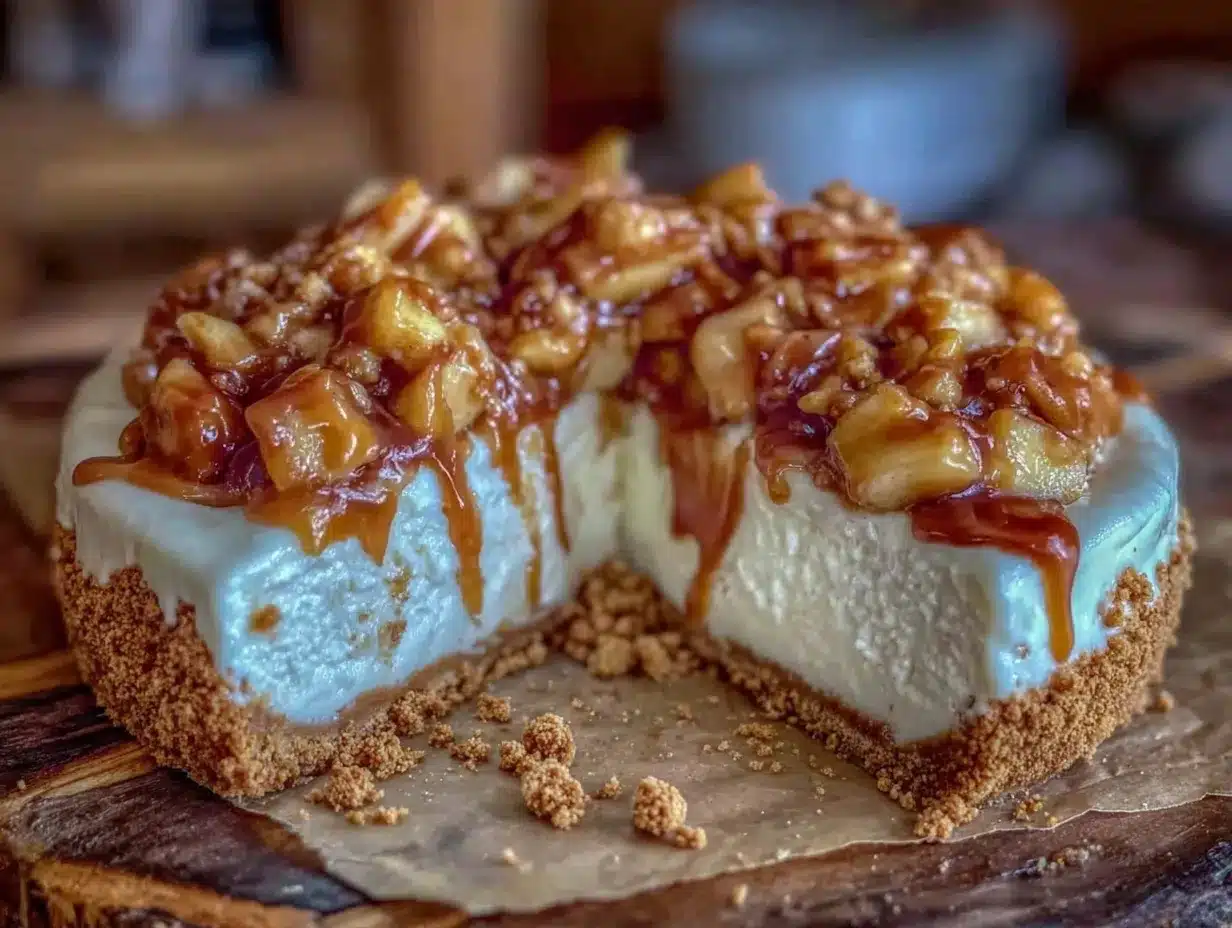 creamy no bake apple pie cheesecake preparation steps