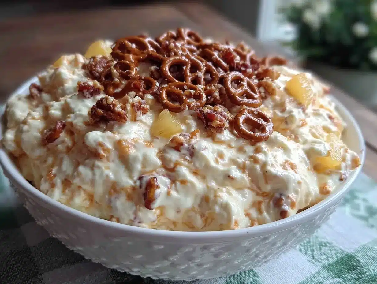 creamy pineapple pretzel fluff salad preparation steps