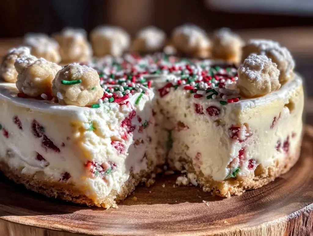 creamy sugar cookie cheesecake - featured image