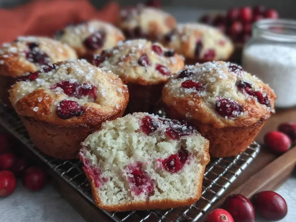 fluffy cranberry muffins - featured image