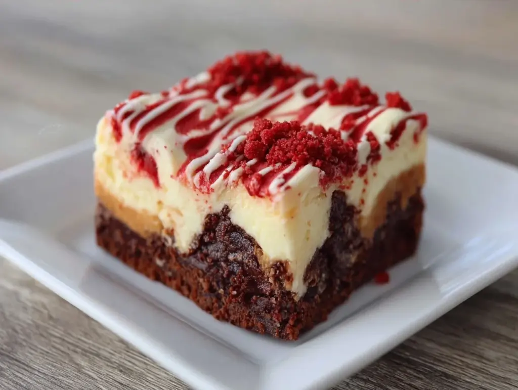 red velvet cheesecake brownies - featured image